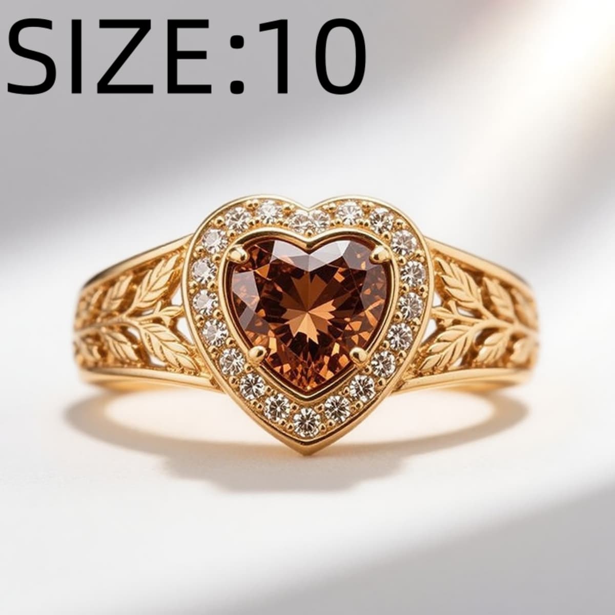 Stylish Copper Heart-Shaped Design Ring with Zirconia Inlay
